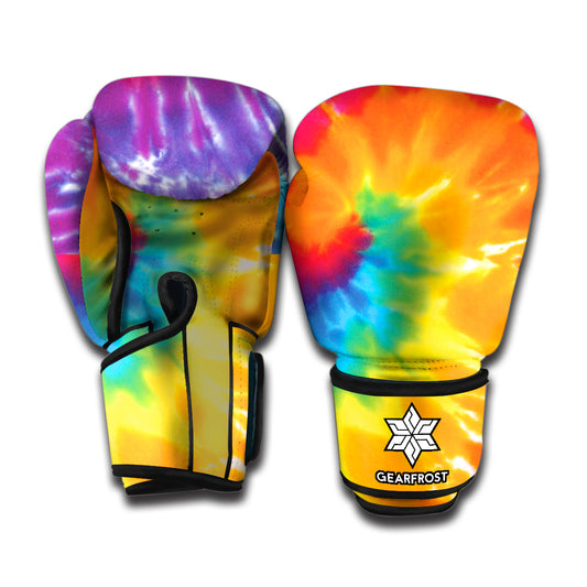 Colorful Spiral Tie Dye Print Boxing Gloves
