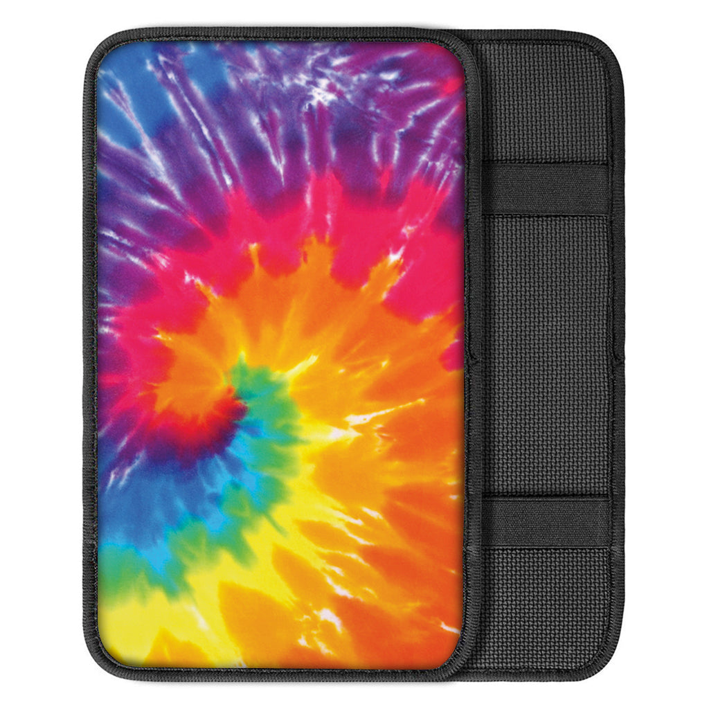 Colorful Spiral Tie Dye Print Car Center Console Cover