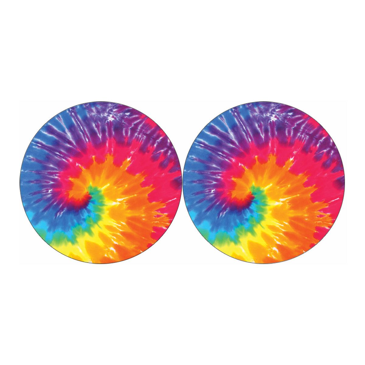 Colorful Spiral Tie Dye Print Car Coasters