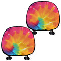 Colorful Spiral Tie Dye Print Car Headrest Covers