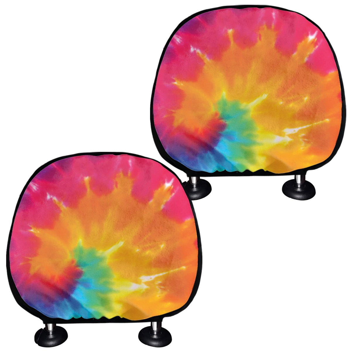 Colorful Spiral Tie Dye Print Car Headrest Covers