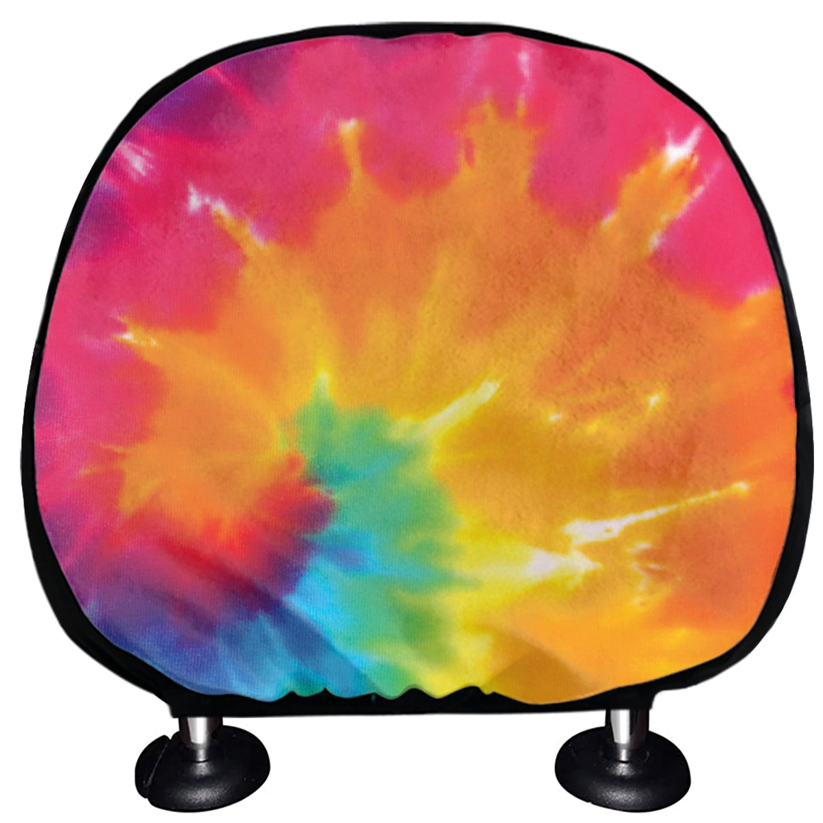 Colorful Spiral Tie Dye Print Car Headrest Covers