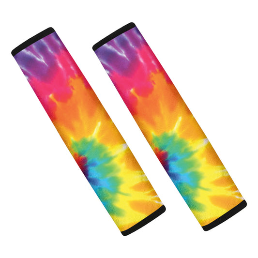 Colorful Spiral Tie Dye Print Car Seat Belt Covers