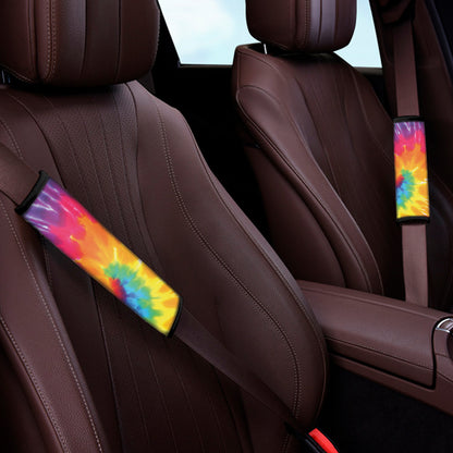 Colorful Spiral Tie Dye Print Car Seat Belt Covers