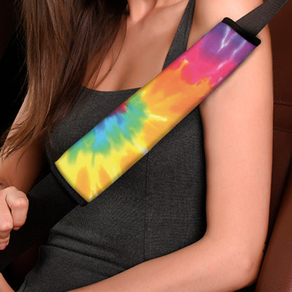 Colorful Spiral Tie Dye Print Car Seat Belt Covers