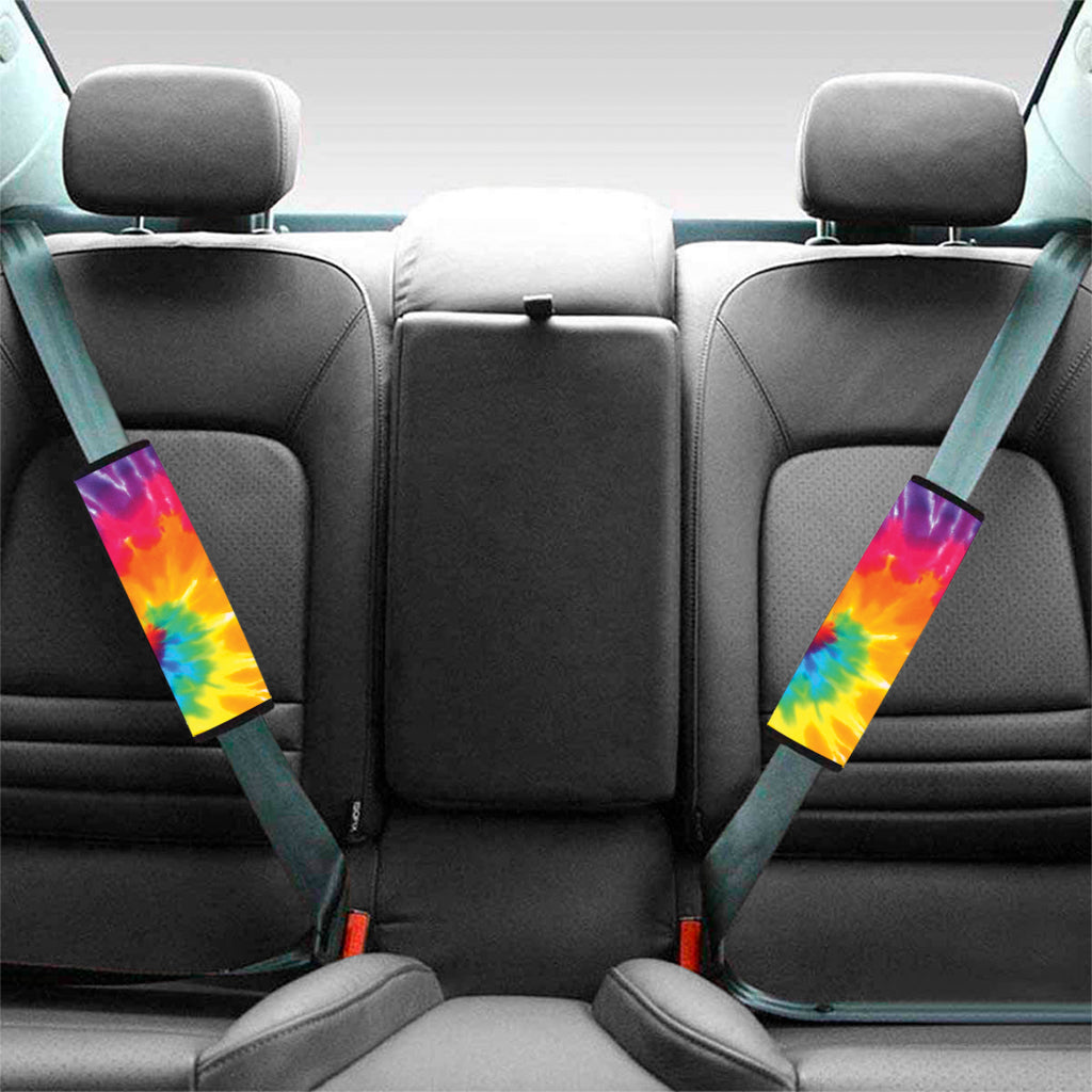 Colorful Spiral Tie Dye Print Car Seat Belt Covers