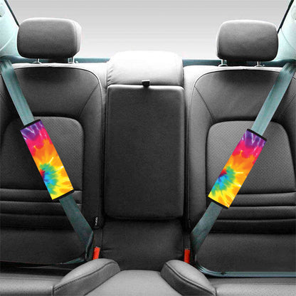 Colorful Spiral Tie Dye Print Car Seat Belt Covers