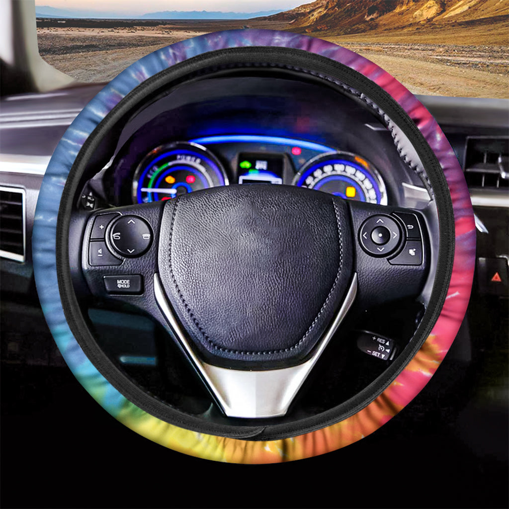 Colorful Spiral Tie Dye Print Car Steering Wheel Cover