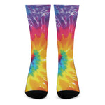 Colorful Spiral Tie Dye Print Crew Socks