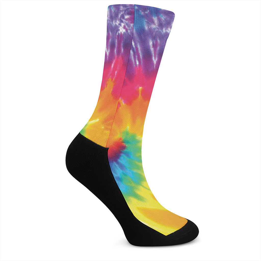 Colorful Spiral Tie Dye Print Crew Socks