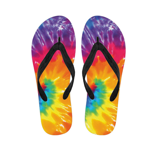 Colorful Spiral Tie Dye Print Flip Flops
