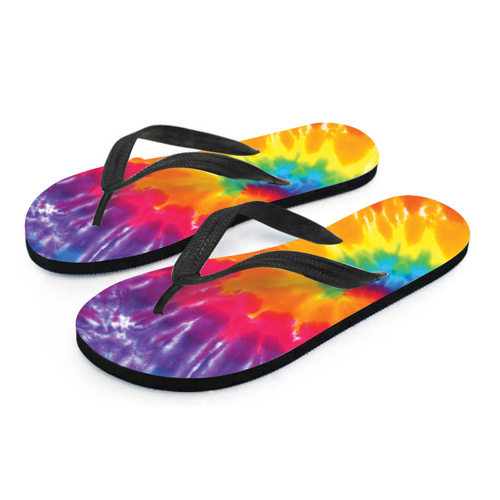 Colorful Spiral Tie Dye Print Flip Flops