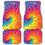 Colorful Spiral Tie Dye Print Front and Back Car Floor Mats