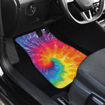 Colorful Spiral Tie Dye Print Front and Back Car Floor Mats