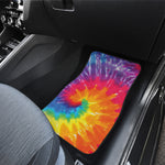 Colorful Spiral Tie Dye Print Front and Back Car Floor Mats