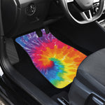 Colorful Spiral Tie Dye Print Front Car Floor Mats