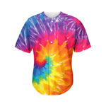 Colorful Spiral Tie Dye Print Men's Baseball Jersey