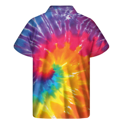 Colorful Spiral Tie Dye Print Men's Short Sleeve Shirt