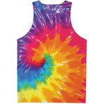 Colorful Spiral Tie Dye Print Men's Tank Top