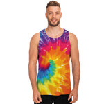 Colorful Spiral Tie Dye Print Men's Tank Top