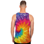 Colorful Spiral Tie Dye Print Men's Tank Top