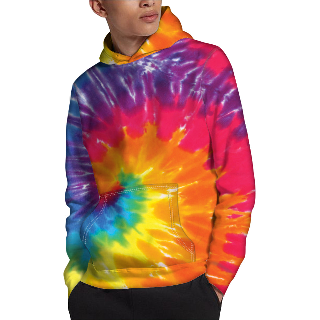Colorful Spiral Tie Dye Print Pullover Hoodie