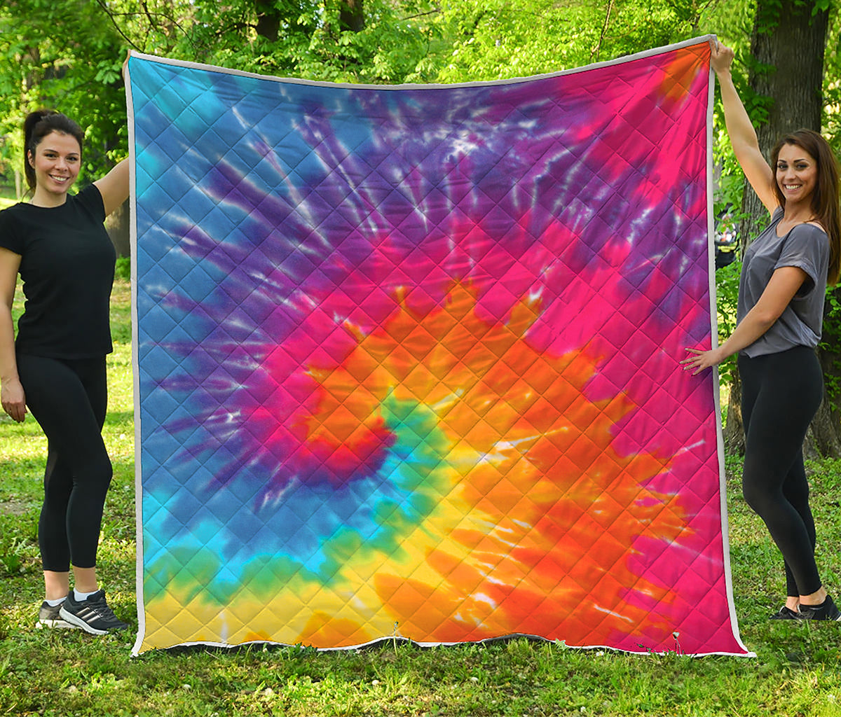 Colorful Spiral Tie Dye Print Quilt