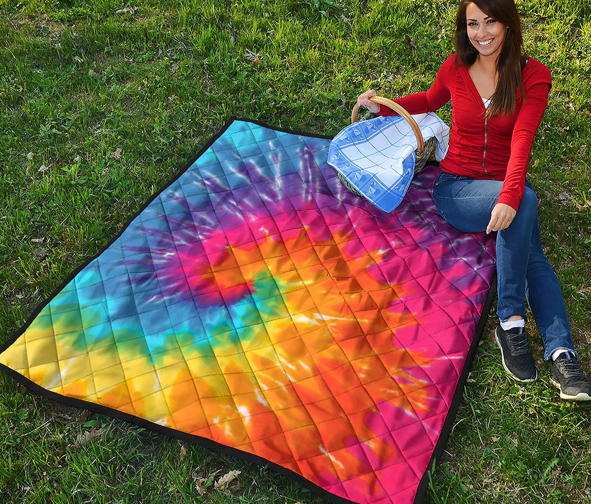 Colorful Spiral Tie Dye Print Quilt