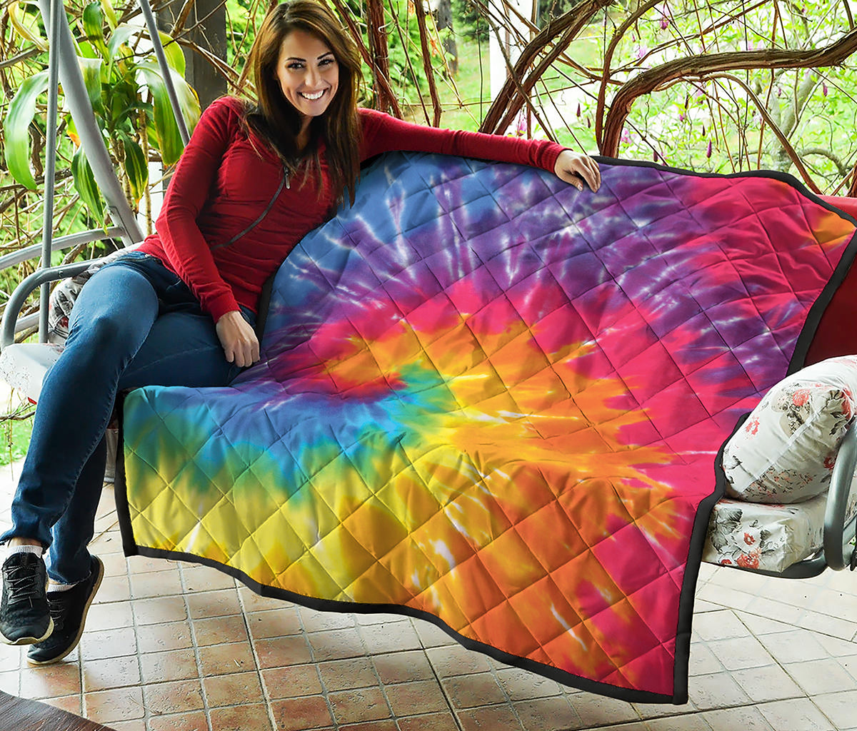Colorful Spiral Tie Dye Print Quilt