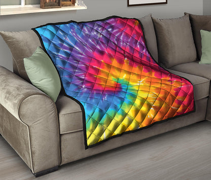 Colorful Spiral Tie Dye Print Quilt