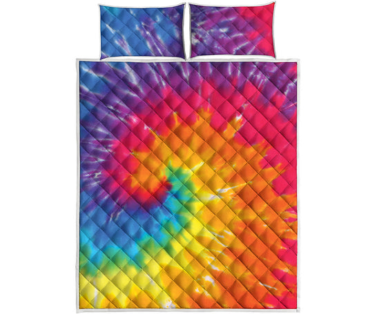 Colorful Spiral Tie Dye Print Quilt Bed Set