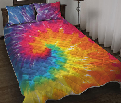 Colorful Spiral Tie Dye Print Quilt Bed Set