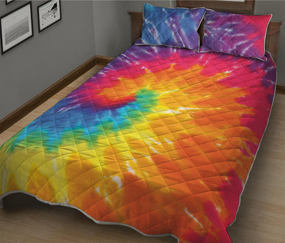 Colorful Spiral Tie Dye Print Quilt Bed Set