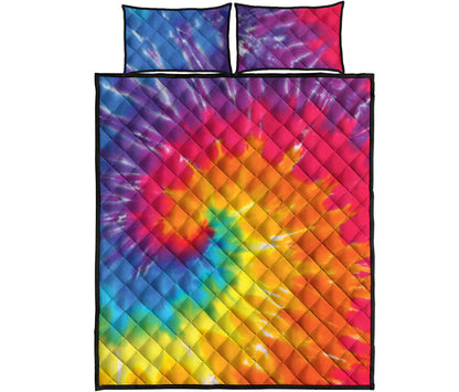 Colorful Spiral Tie Dye Print Quilt Bed Set