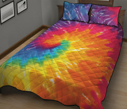 Colorful Spiral Tie Dye Print Quilt Bed Set