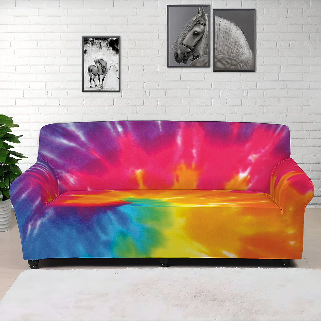 Colorful Spiral Tie Dye Print Sofa Cover