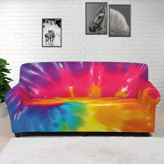 Colorful Spiral Tie Dye Print Sofa Cover