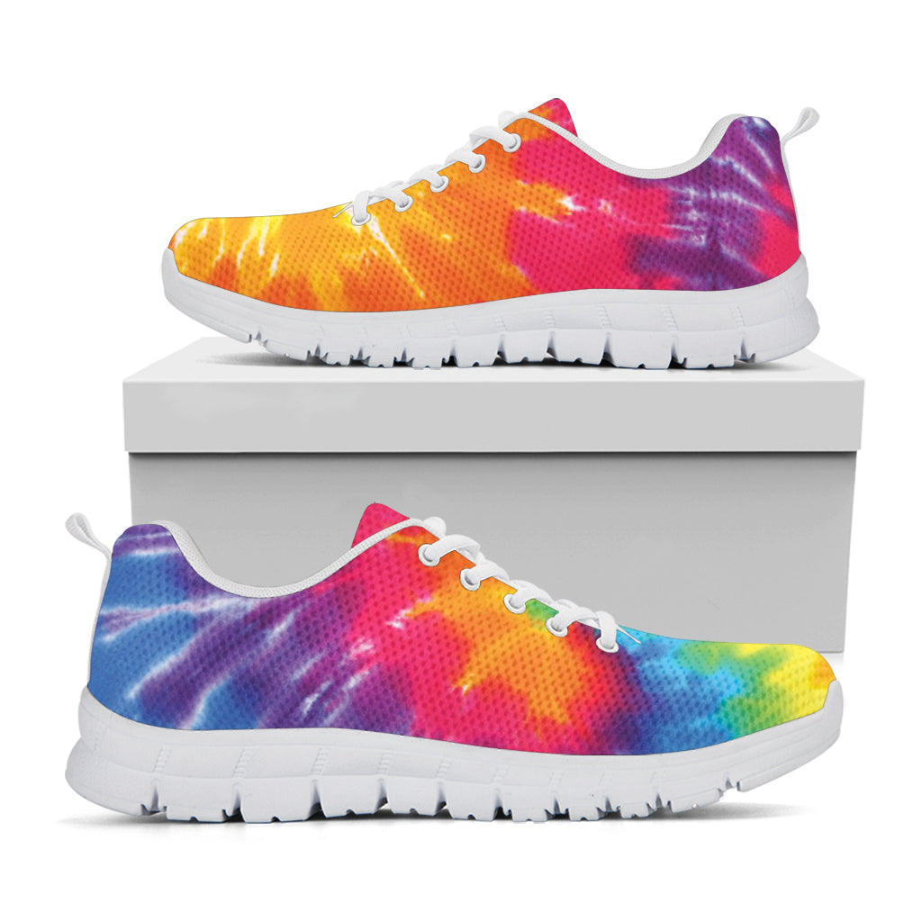 Colorful Spiral Tie Dye Print White Sneakers