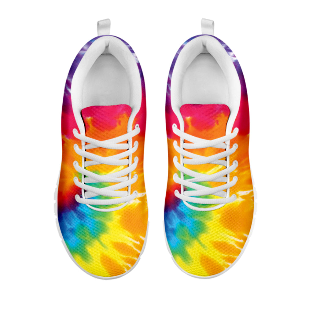 Colorful Spiral Tie Dye Print White Sneakers