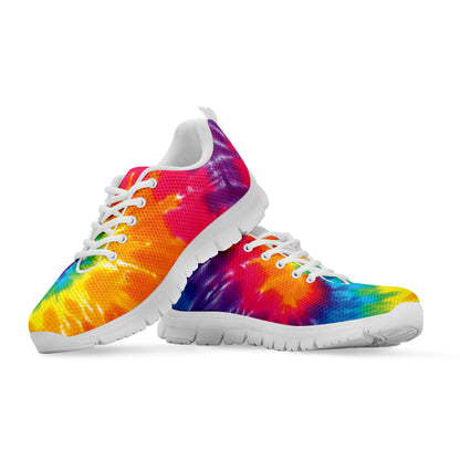 Colorful Spiral Tie Dye Print White Sneakers