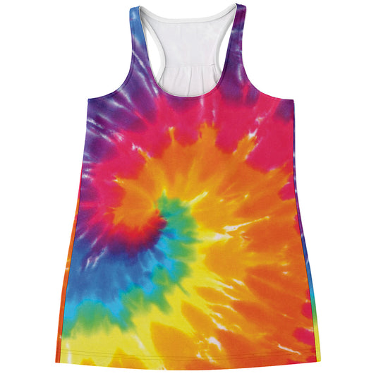 Colorful Spiral Tie Dye Print Women's Racerback Tank Top