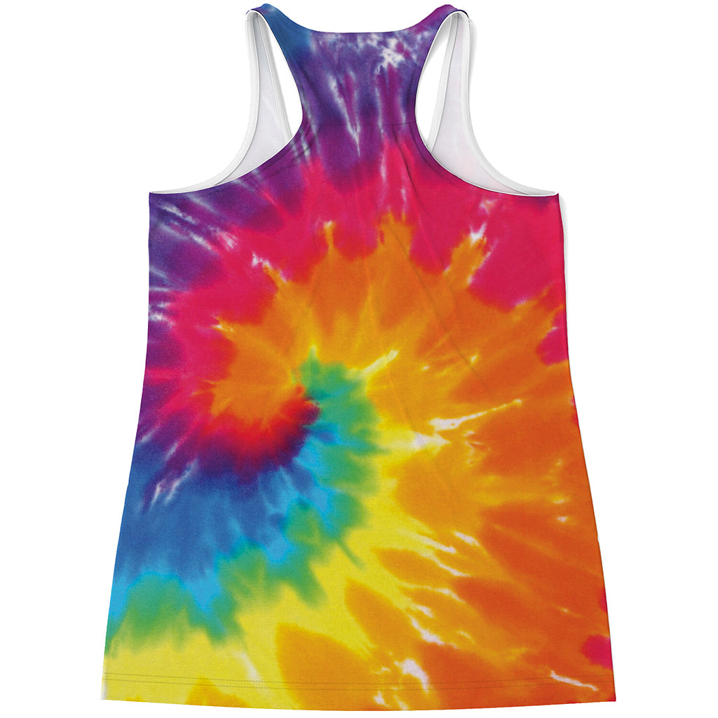 Colorful Spiral Tie Dye Print Women's Racerback Tank Top
