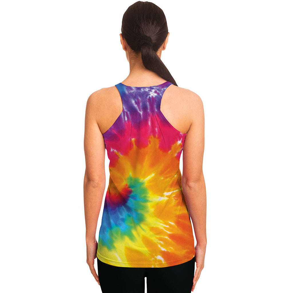 Colorful Spiral Tie Dye Print Women's Racerback Tank Top