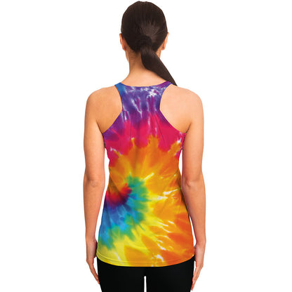 Colorful Spiral Tie Dye Print Women's Racerback Tank Top