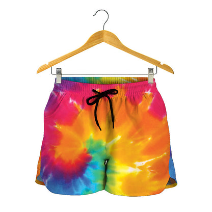 Colorful Spiral Tie Dye Print Women's Shorts