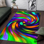 Colorful Spiral Trippy Print Area Rug GearFrost