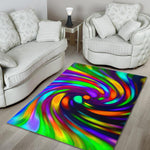 Colorful Spiral Trippy Print Area Rug GearFrost