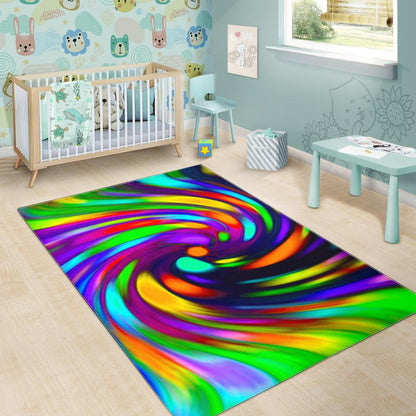 Colorful Spiral Trippy Print Area Rug GearFrost