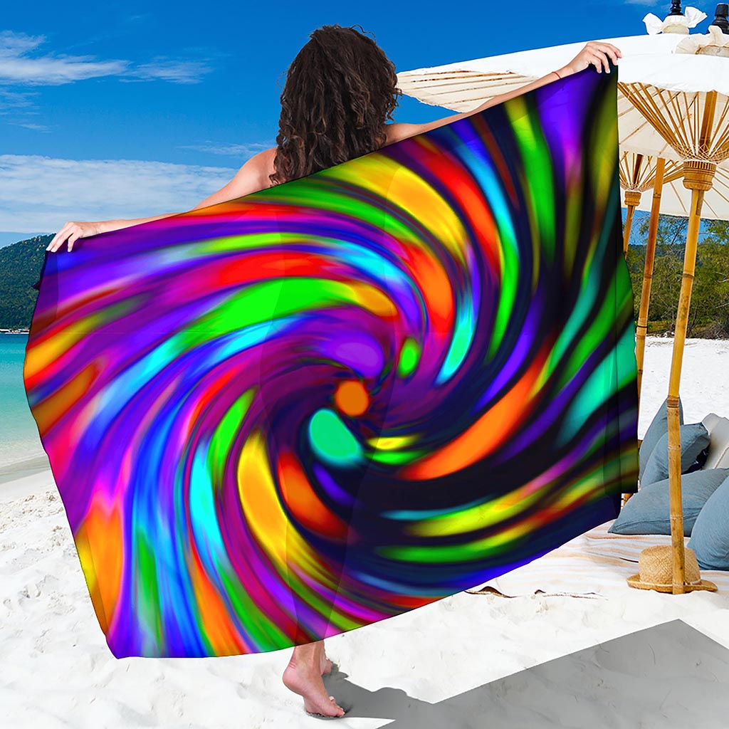 Colorful Spiral Trippy Print Beach Sarong Wrap