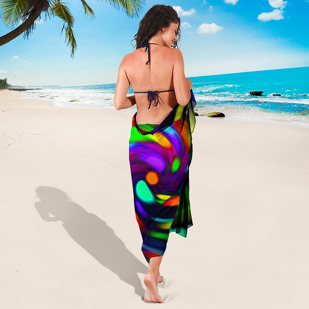 Colorful Spiral Trippy Print Beach Sarong Wrap